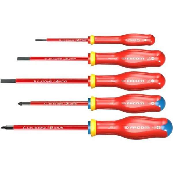 Skrūvgriežu Komplekts Facom Protwist Isolated 1000V AT5VE.PB Plakans Pozidriv 5 Daudzums