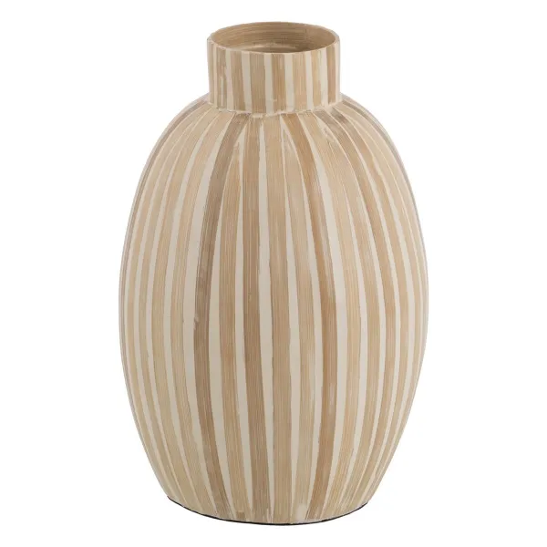 Maljakko Valkoinen Beige Bambu 24 x 24 x 37 cm