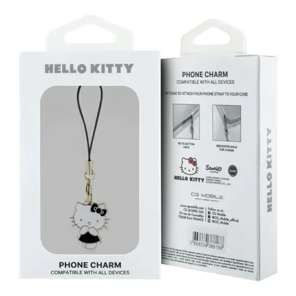 Hello Kitty Phone Strap Charm Kitty Cute - Phone Pendant (black)