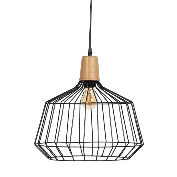 Pakabinamas apšvietimas Juoda Natūralus Medžio Geležis 220-240 V 36 x 36 cm