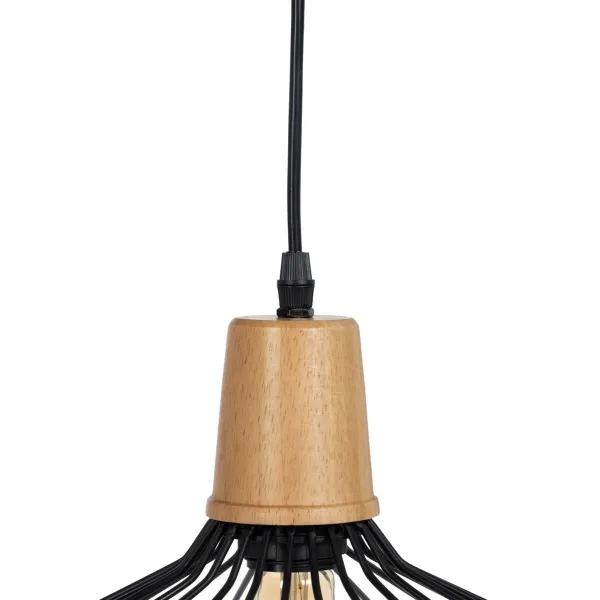 Pakabinamas apšvietimas Juoda Natūralus Medžio Geležis 220-240 V 36 x 36 cm