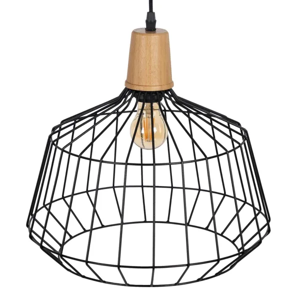 Pakabinamas apšvietimas Juoda Natūralus Medžio Geležis 220-240 V 36 x 36 cm