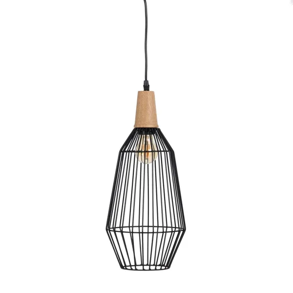 Pakabinamas apšvietimas Juoda Natūralus Medžio Geležis 220-240 V 20 x 19,5 cm