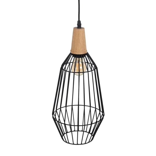 Pakabinamas apšvietimas Juoda Natūralus Medžio Geležis 220-240 V 20 x 19,5 cm
