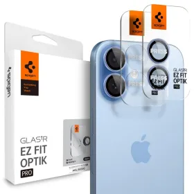 Spigen Optik Pro GLAS.TR EZ Fit Camera Protector 2-Pack - Glass Lens Protector for iPhone 16 / 16 Plus / 17 (2 pcs) (Blue)