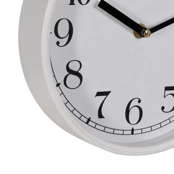 Wall Clock White Wood Crystal 22 x 22 x 4,5 cm