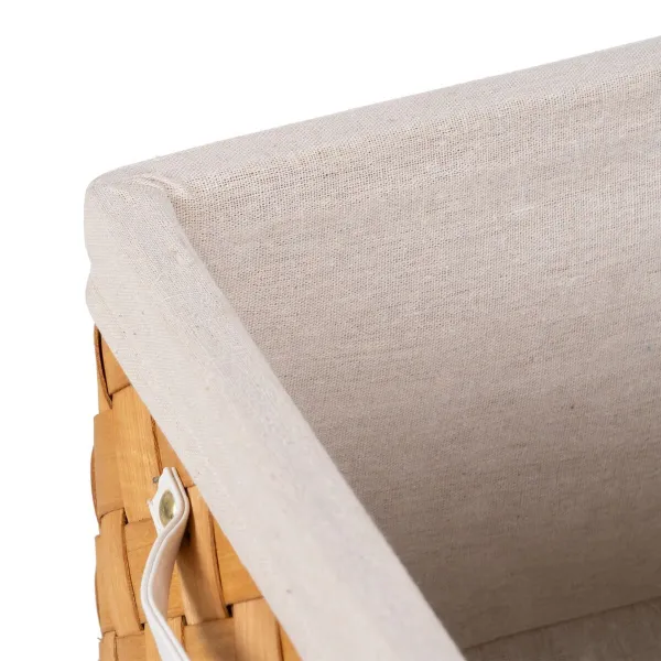 Basket set Natural Wood Fabric 39,5 x 30 x 24 cm (3 Units)