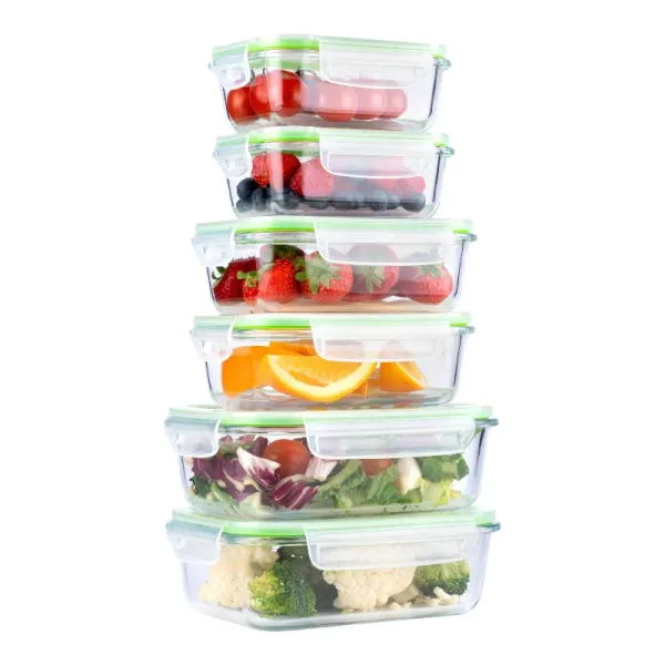 Alpina - Set of 6 glass food containers with lid lunchbox 370 ml / 640 ml / 1050 ml