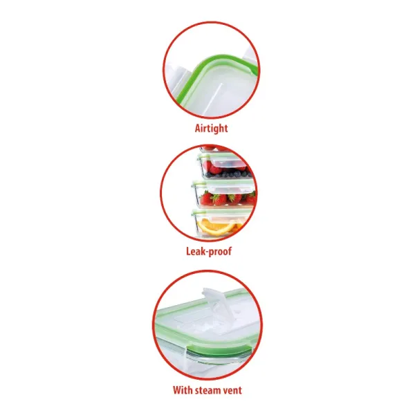 Alpina - Set of 6 glass food containers with lid lunchbox 370 ml / 640 ml / 1050 ml