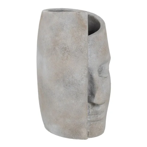 Maljakko Harmaa Sementti Kasvot 18,5 x 16 x 27,5 cm