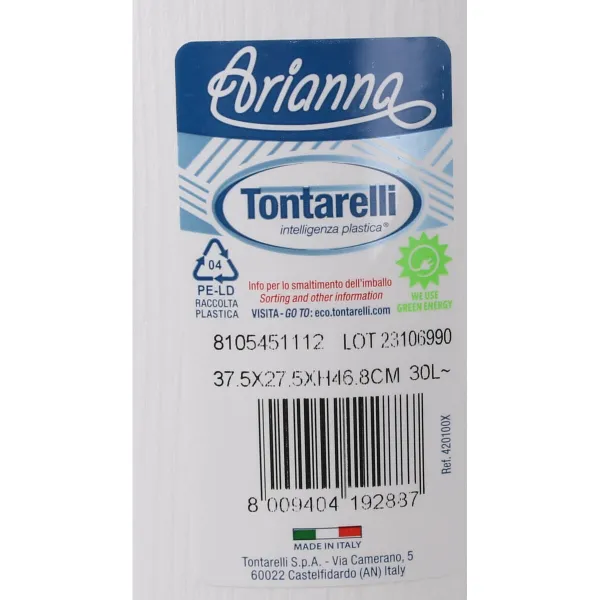 Корзина для белья Tontarelli Arianna С крышкой Белый 37,5 x 27,5 x 47 cm (6 штук)