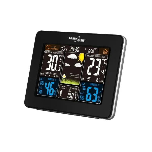 Multifunkcionāla Meteoroloģiskā Stacija Greenblue GB523 Melns