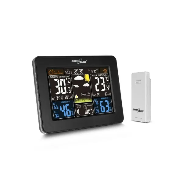 Multifunkcionāla Meteoroloģiskā Stacija Greenblue GB523 Melns
