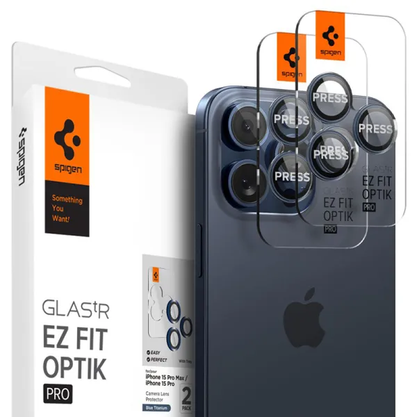 Spigen Optik Pro GLAS.TR EZ Fit Camera Protector 2-Pack - Lens protection glass for iPhone 15 Pro / iPhone 15 Pro Max / iPhone 1