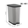 Waste bin Rotho Ribo Silver Silver Plastic 35 L