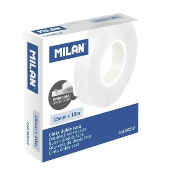 Divpusēja lente Milan 15 mm 10 m Caurspīdīgs (10 gb.)