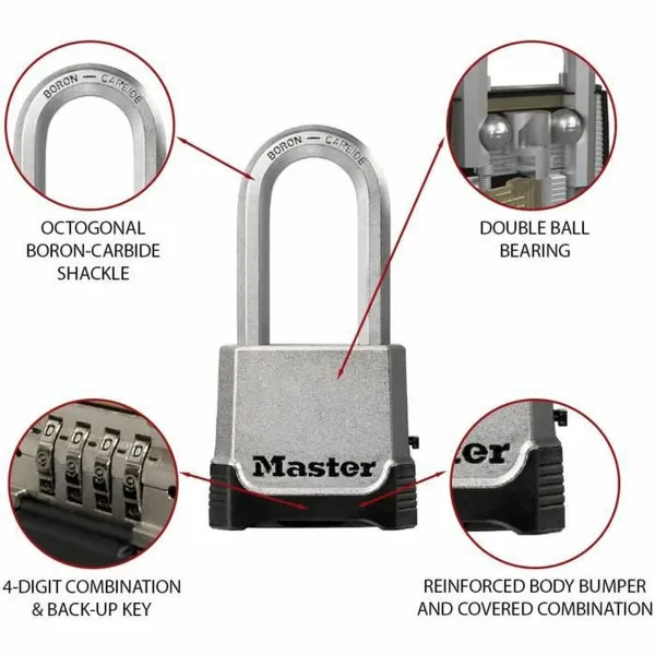 Kombinēšanas piekaramā atslēga Master Lock M176EURDLH 56 mm Tērauds