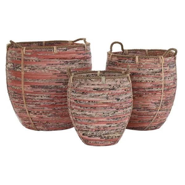 Korisetti DKD Home Decor Persikka Luonnollinen (3 Kappaletta)