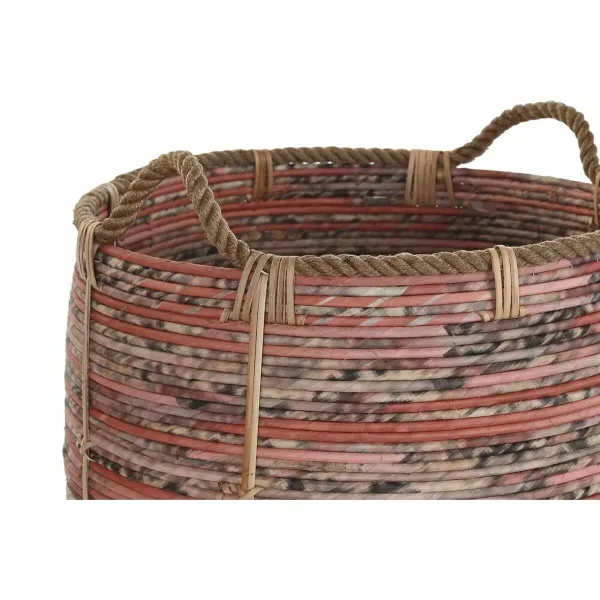 Basket set DKD Home Decor Peach Natural (3 Pieces)