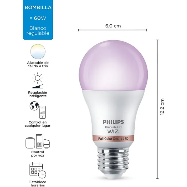 Смарт-Лампочка Philips Wiz Full Colors F 8,5 W E27 806 lm (2200-6500 K)