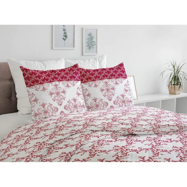 Pussilakanasetti HOME LINGE PASSION Valkoinen Burgundi 220 x 240 cm 3 Kappaletta