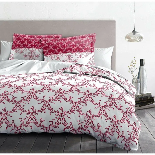 Pussilakanasetti HOME LINGE PASSION Valkoinen Burgundi 220 x 240 cm 3 Kappaletta