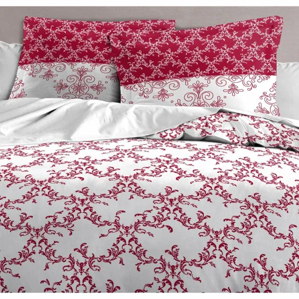 Duvet cover set HOME LINGE PASSION White Burgundy 220 x 240 cm 3 Pieces