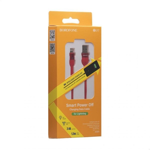 Borofone Starlight - 1.2 m USB to Lightning connection cable (red)