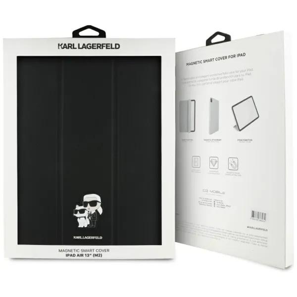 Karl Lagerfeld Book Cover Saffiano Magnetic Karl & Choupette - Case iPad Air 13” M3 (2025) / iPad Air 13” M2 (2024) (black)