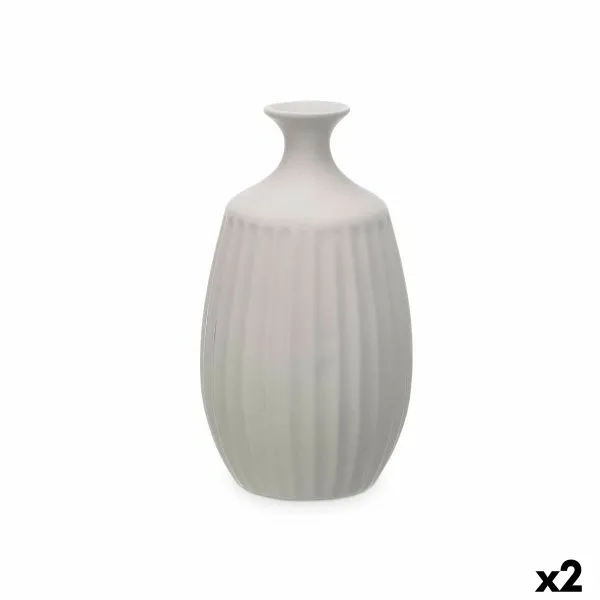 Maljakko Gift Decor Harmaa Keraminen Raidat 21 x 39 x 21 cm (2 osaa)