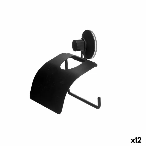 Toilet Roll Holder Berilo Black Steel ABS 13,5 x 12 x 3 cm (12 Units)