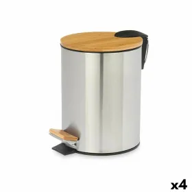 Мусорное ведро с педалью Berilo Коричневый Серебристый Бамбук Нержавеющая сталь 5 L (4 штук)