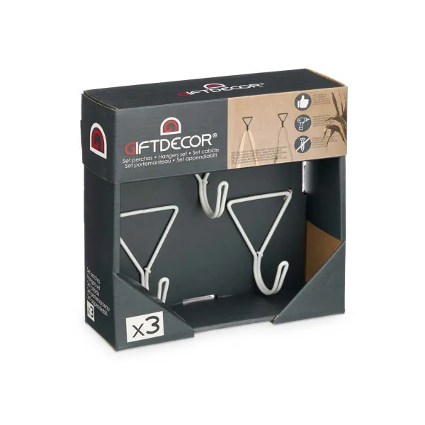 Hangers Gift Decor Valkoinen Metalli Kolmikulmainen Setti 3 Kappaletta (6 osaa)