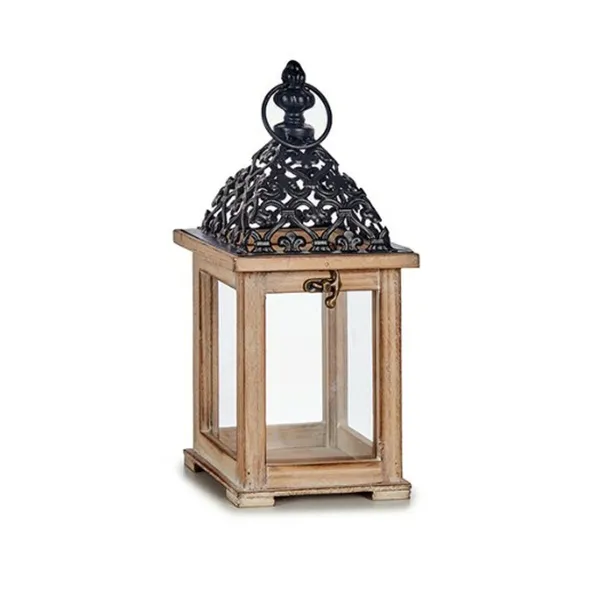 Фонарь Gift Decor Melns Dabisks Koks Metāls Stikls 13 x 29 x 13 cm Grills (6 gb.)