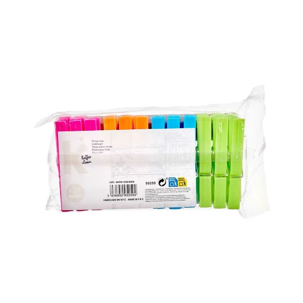 Clothes Pegs Multicolour Plastic 1 x 8 x 8 cm 17 x 8 x 4 cm 13 x 20 x 4 cm 13 x 25 x 4 cm Set 24 Pieces (24 Units)