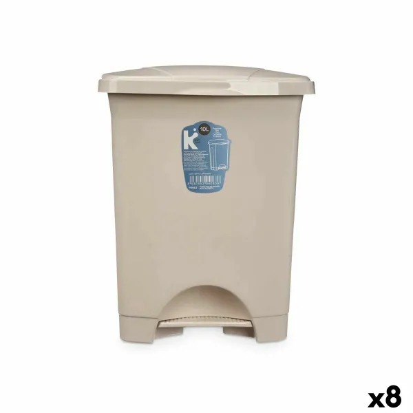 Мусорное ведро с педалью Бежевый Пластик 10 L (8 штук)