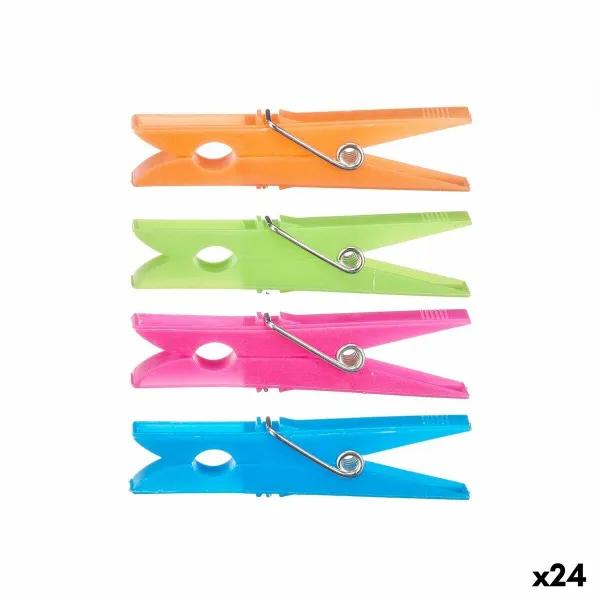 Apģērbu Knaģi Daudzkrāsains Plastmasa 7 x 1 cm 1 x 7 x 7 cm 10 x 20 x 3,5 cm 10 x 22 x 3,5 cm Komplekts 24 Daudzums (24 gb.)