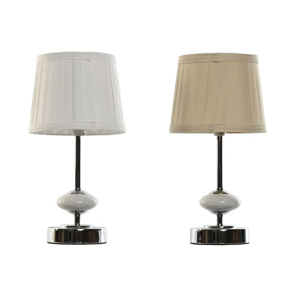 Stalinė lempa Home ESPRIT Balta Rusvai gelsva Metalinis Porcelianas 20 W 220 V 17,5 x 17,5 x 35 cm (2 vnt.)