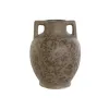 Vase Home ESPRIT Brown Green Stoneware Leaf of a plant 17 x 17 x 22 cm