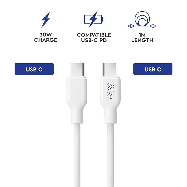 USB-C - USB-C Kaabel Myway Valge