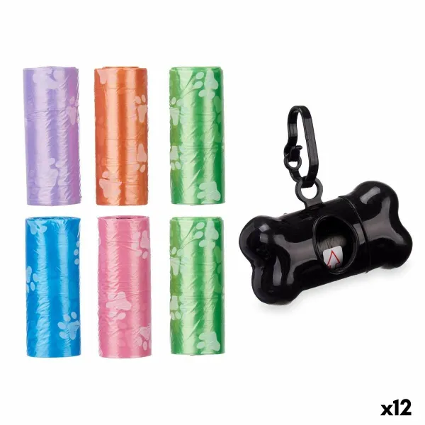 Pet Bag Dispenser Mascow Green Pink Violet 8,5 x 28,5 x 2,5 cm 8,5 x 29 x 4 cm Set (12 Units)