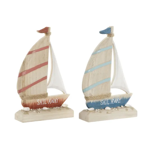 Koristehahmo Home ESPRIT Sininen Punainen Luonnollinen Kynttiläkone 15 x 4,5 x 23,5 cm (2 osaa)