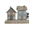 Dekoratyvinė figūrėlė Home ESPRIT Mėlyna Raudona Spalvotas Namai 25,5 x 9 x 13,5 cm (2 vnt.)