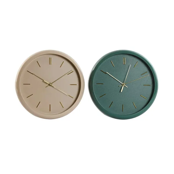 Sieninis laikrodis Home ESPRIT Žalia Rožinė PVC Šiuolaikiškas 30 x 4 x 30 cm (2 vnt.)