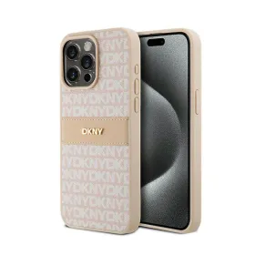 DKNY Leather Mono Stripe & Metal Logo - Case for iPhone 15 Pro Max (pink)