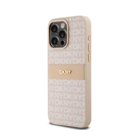 DKNY Leather Mono Stripe & Metal Logo - Case for iPhone 15 Pro Max (pink)
