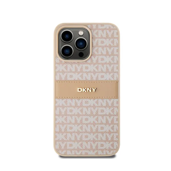 DKNY Leather Mono Stripe & Metal Logo - Case for iPhone 15 Pro Max (pink)