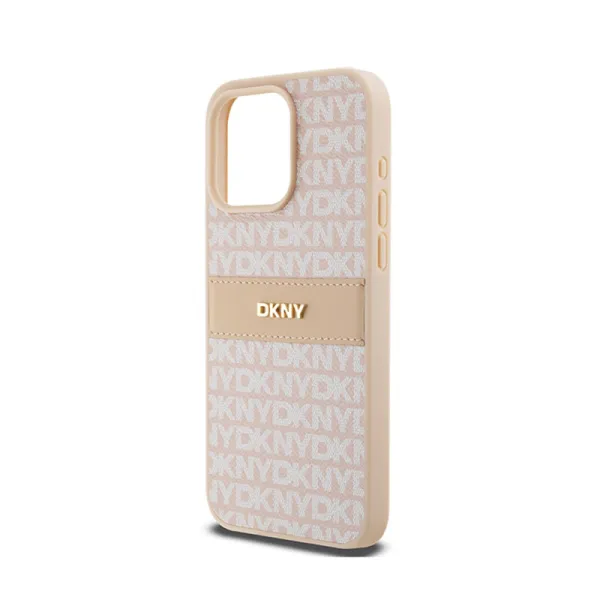 DKNY Leather Mono Stripe & Metal Logo - Case for iPhone 15 Pro Max (pink)