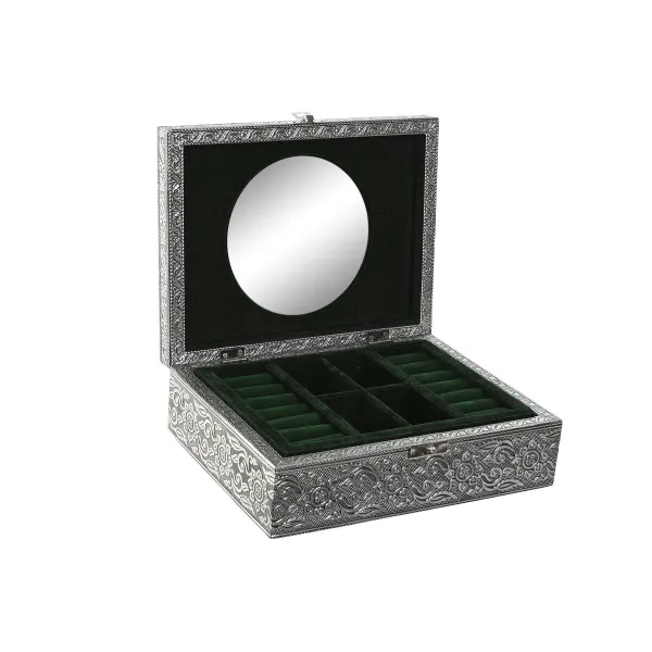 Dėžutė Home ESPRIT Žalia Sidabras Medžio Aliuminis 22,5 x 17,5 x 7,6 cm