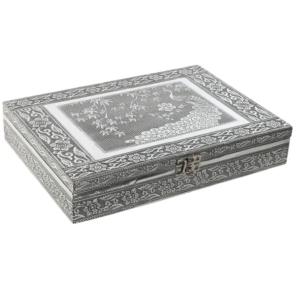 Dėžutė Home ESPRIT Žalia Sidabras Medžio Aliuminis 27,5 x 20 x 5,4 cm